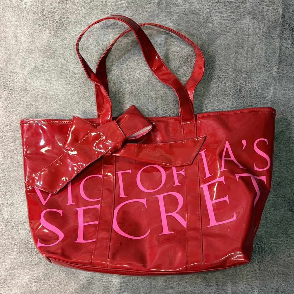 Victorias Secret Red Patent Tote Bag
